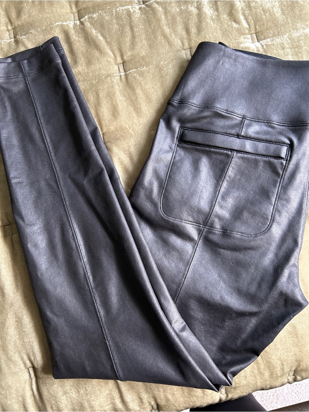 Athleta Delancey Faux Leather High Matte Black Leggings - Picture 3 of 6